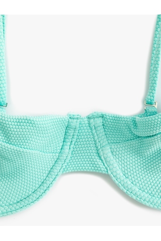 Koton Koton X Şahika Ercümen - Balenli Bikini Üstü Dokulu Turkuaz 4sak10236mm
