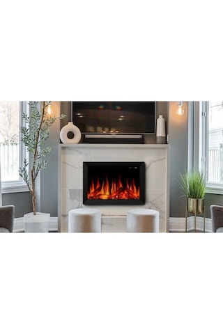 Magel 80 Elektrikli Şömine - Isıtıcısız, Metal Çerçeveli, Tek Ren