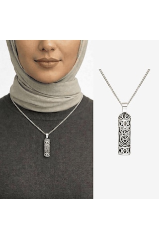 Nalı Şerif Işlemeli 925 Ayar Gümüş Cevşen Kolye (393309391)
