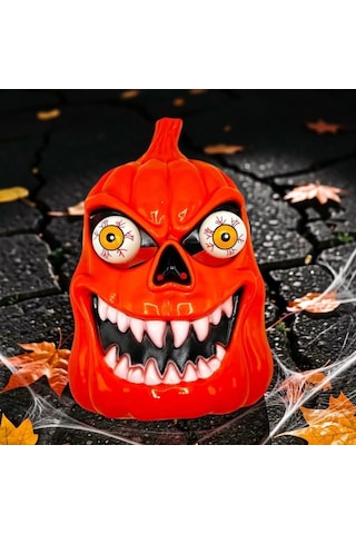 Renkli Led Işıklı Turuncu Bal Kabağı Maskesi Cadılar Bayramı Korku Maskesi Pumpkın Halloween Mask