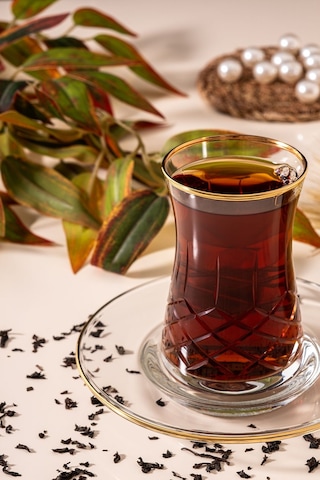 Mest Serin 12 Parça 6 Kişilik Yaldızlı Çay Bardağı Seti 132 Cc - Lüks Ve Zarif Serin Gold Diğer