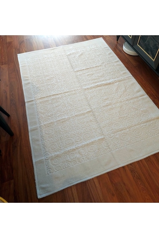 Pamuklu Bukle Lüks Kilim 80x125 -spiral Krem Krem
