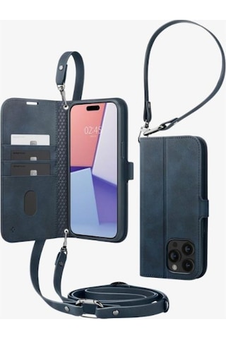 Spigen Apple Uyumlu iPhone 15 Pro İle Kılıf Wallet S Pro Navy