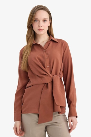Defacto Relax Fit Gömlek Yaka Modal Uzun Kollu Gömlek G9131ax26spbn312 Kahve-bn312