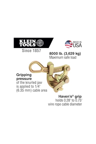 Klein Tools Haven's Grip/halat Çekme Kelepçesi, Tel Çekme Aleti,