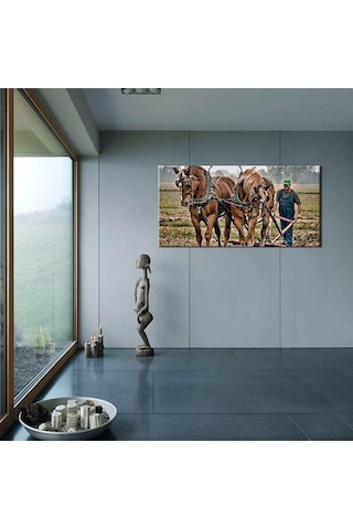 Atlar Ve Tarla Kanvas Tablo