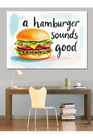 Lezzetli Büyük Hamburger Dekoratif Kanvas - Mdf Ahşap Tablo