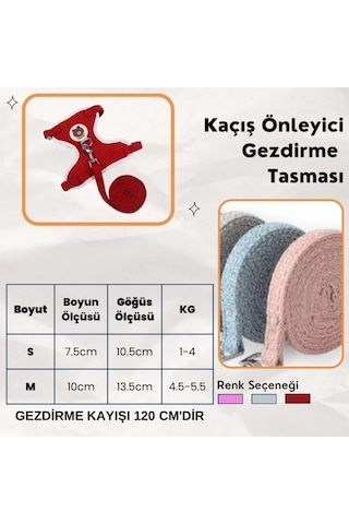 Floriashopping Yeni Sevimli Kaçış Önleyici Kedi Yürüyüş Vücut Tasmaları Kırmızı S Diğer