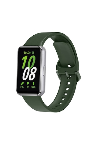 Kilifone - Samsung Watch Fit 3 Uyumlu - Kordon Silikon Kordon Strap Kayış Krd-110 - Koyu Yeşil