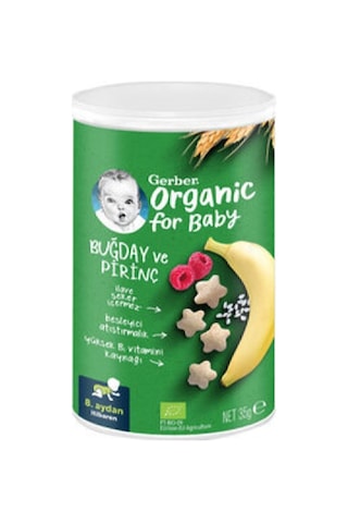 Gerber Organik Pirinçli Buğdaylı Muzlu Bebek Atıştırmalığı 35 G
