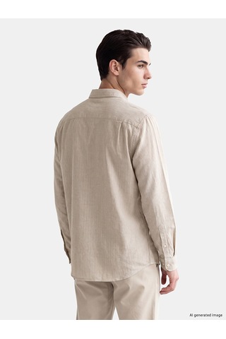 Lcwaıkıkı Classic Kahverengi Regular Fit Çizgili Gabardin Erkek Gömlek