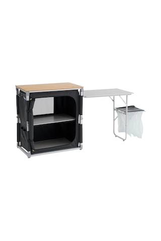Outwell Padres Storage Unit W. Side Table Bambu Portatif Kamp Mutfağı Çok Renkli