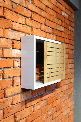 Modem Saklama Kutusu Sürgülü Yana Açılır 35 X 40 Çizgili Meşe