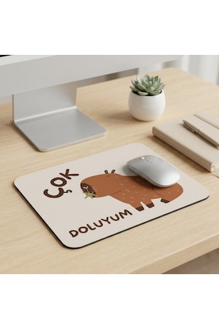 Tabloe Çok Doluyum Yazılı Eğlenceli Ofis Mouse Pad 23x19 Cm - Kaydırmaz Tabanlı Kaliteli Mousepad Gri