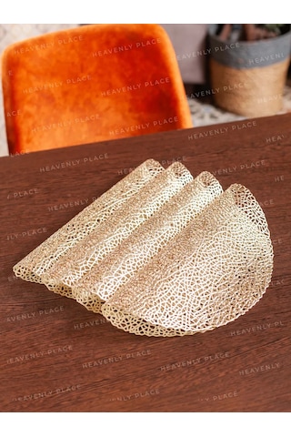 Heavenly Place Masanız İçin Yuvarlak Mutfak Peçeteleri, 4 Adet 224636669 Altın Rengi