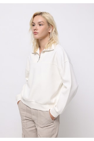 Colin's Colins Regular Fit Fermuarlı Düz Kadın Beyaz Sweatshirt Cl1076443 Q1.v2 Ofw Beyaz