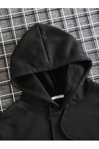 Hunors Sportswear & Company Thym Baskılı Unisex Model Pamuklu Kapüşonlu Sweatshirt SIYAH