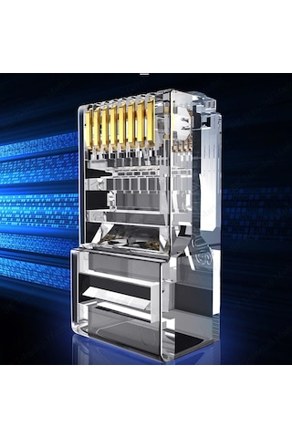 Rj45 Cat5 Cat6 Jack Konnektör Altın Kap. Ethernet Uç 8P8C 100 Ad.