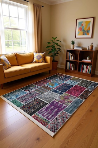 Blghome Patchwork Modern Halı Dekoratif Kilim Gri