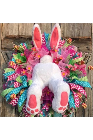 Geeroyoo Paskalya Tavşanlı Renkli Çelenk, Ev Ve Parti Dekorasyonu İçin İdeal Bahar Süsü