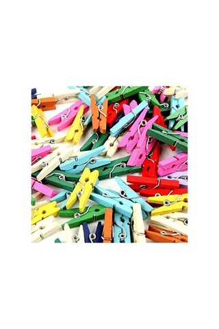 24 Adet Renkli Mini Ahşap Not Mandalı, Dekoratif Mandal 124-Pembe