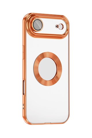 Apple Uyumlu iPhone 17 Air Kılıf Kamera Korumalı Logo Gösteren Zore Omega Kapak - Gold Gold
