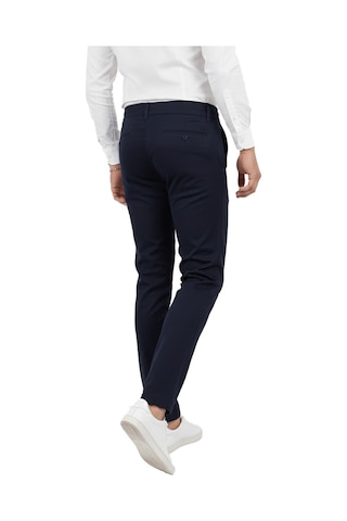 Deepsea Erkek Lacivert Likralı Beli Lastikli & İpli Dar Kesim Şık Kumaş Pantolon 2600572 Lacivert