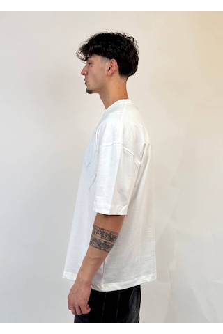 Zaee Studio Renge Renk Oversize Baskılı Tişört Beyaz