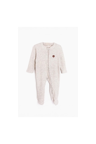 Luess Unisex Bebek Ayıcık Nakışlı Rahat Kalıp Tulum 0 Ay - 9 Ay Ekru