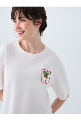 Kadın T-shirt Lf2040246 Ecru Ekru