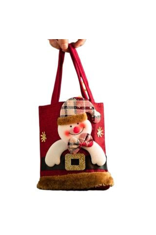 Noel Arifesi Çocuklara Küçük El Tipi Hediye Çantası-kardan Adam