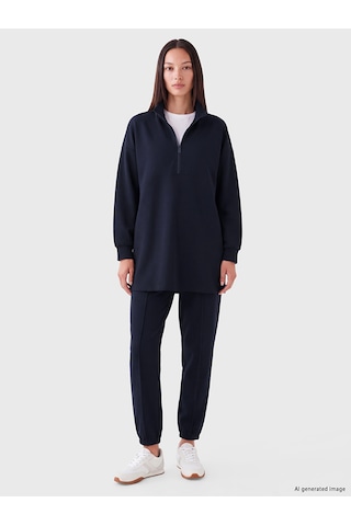 LC Waikiki Lc Waıkıkı Lacivert Oversize Soft Touch Kadın Sweatshirt Tunik