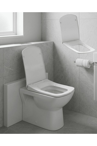 Kare Slim Klozet Kapağı Sessiz Kapanma Dayanıklı Tasarım Altın