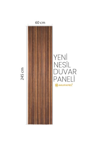 Akupanel Flex 60x245 Cm Ceviz Renk Akustik Ahşap Duvar Paneli Ceviz