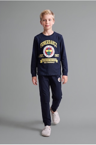Defacto Fenerbahçe Lisanslı Bisiklet Yaka Uzun Kollu Üst Jogger Alt Pijama Takımı Erkek Çocuk I2029a826aunv71 Lacivert-nv71