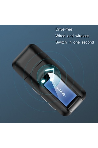 Sones T11 2'si 1 Arada Usb Bluetooth 5.0 Verici Ve Alıcı Ses Adaptörü, Lcd Ekranlı Siyah