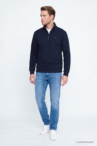Wrangler Pamuklu Regular Fit Fermuarlı Erkek Sweatshirt W2620157410 Lacivert
