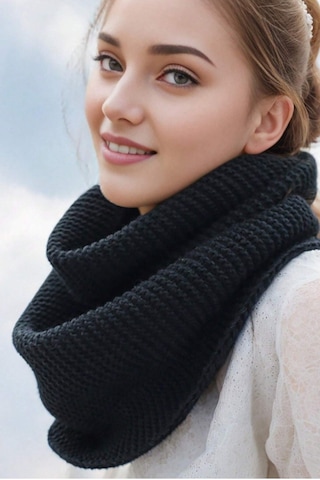 Moibody %100 Akrilik Premium Yumuşak Neck Warmer Siyah Boyunluk Siyah Siyah