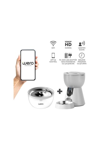 Wero 2in1 Kameralı, Wi-fi Destekli Akıllı Otomatik Kedi & Köpek Mama Ve Su Kabı Seti 252-51009.01