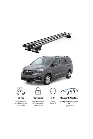 Venüs Opel Combo 2019 Ve Sonrası Uyumlu Gri Ara Atkı Port Bagaj Tavan Barı