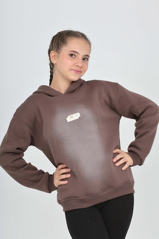 Toontoy Kız Çocuk Taş Dizaynlı Sweatshırt Kahve