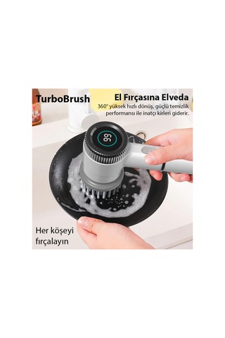 Turbobrush 5 Başlıklı Elektrikli Temizlik Fırçası- 5775 - Karbul5635-9733 Beyaz Beyaz