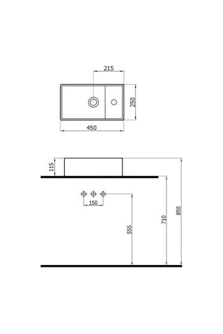 Newarc Minline Tezgah Üstü Lavabo Krom