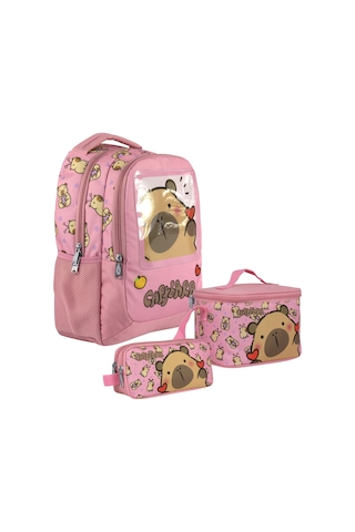 Capybara Kız Çocuk - Pembe İlkokul Üçlü Çanta Seti - Setcpb5212a Çok Renkli