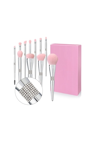 Moveevo 11 Adet Makyaj Fırçası Seti Taşınabilir Küçük Set Fırçalar Başlangıç Pudra Göz Farı Fırçaları