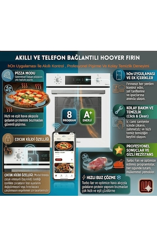 Hoover Leone HO3158W + HHW6LMX/TK + HDG6C1GWTK Telefon Bağlantılı Beyaz Ankastre Set