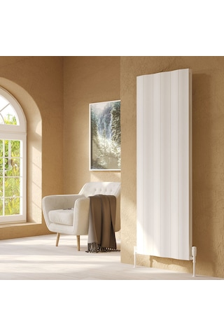 Lojimax Alüminyum Çift Panel Dikey Radyatör Amazonite Double 1800x204mm 2 Dilim Dokulu Beyaz 931 W Yüksek Isıl Güç