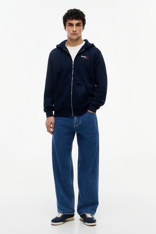 Tommy Hilfiger Tjm Reg Dna Backprınt Fz Hd Erkek Mavi Sweatshirt - Dm0dm23404