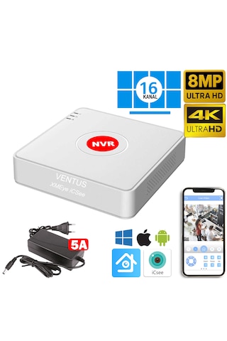 Ventus 8mp Xmeye İcsee 16 Kanal Kayıt Cihazı Nvr 4k