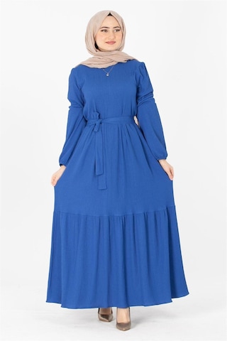 Sevitli Prenses Elbise -saks-mavi-1442-saks Mavisi Saks Mavisi